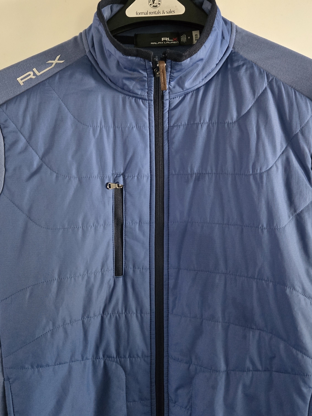 RLX Ralph Lauren's Full Zip Blue Performance Hybrid Quilted Wool Jacket Medium